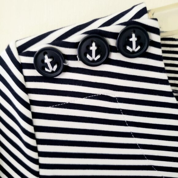 Boden Nautical Top Size MEDIUM US 10 Stripes 3/4-Sleeve Ponte Pullover - Picture 2 of 8
